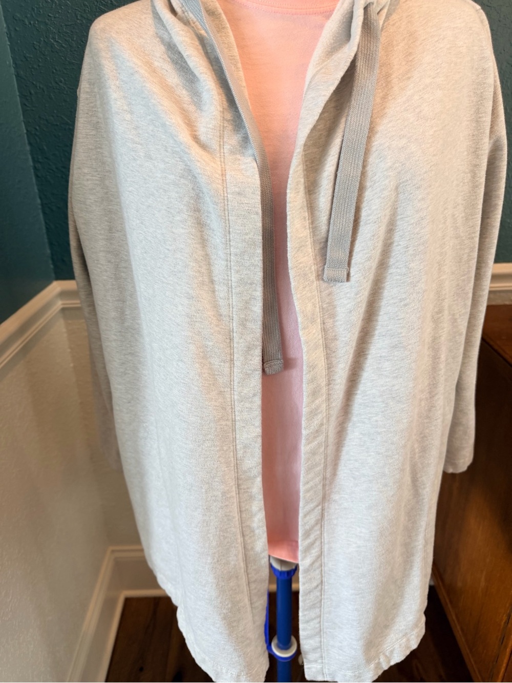 Eddie Bauer Light Gray Hooded Open Cardigan sweatshirt